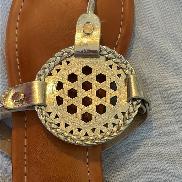 Gold  and Tan Sandals - Picture 2 of 7